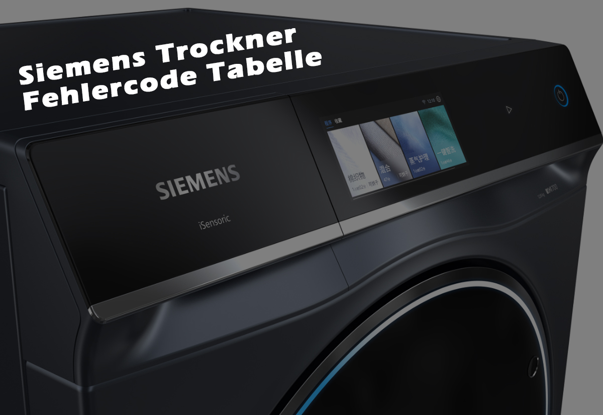 Siemens Trockner Fehlercode Tabelle (Deutsch)